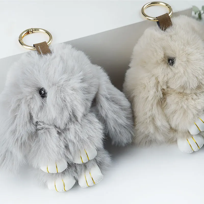 Rex rabbit fur costume dead rabbit Keychain plush cute rabbit pendant jewelry keychain