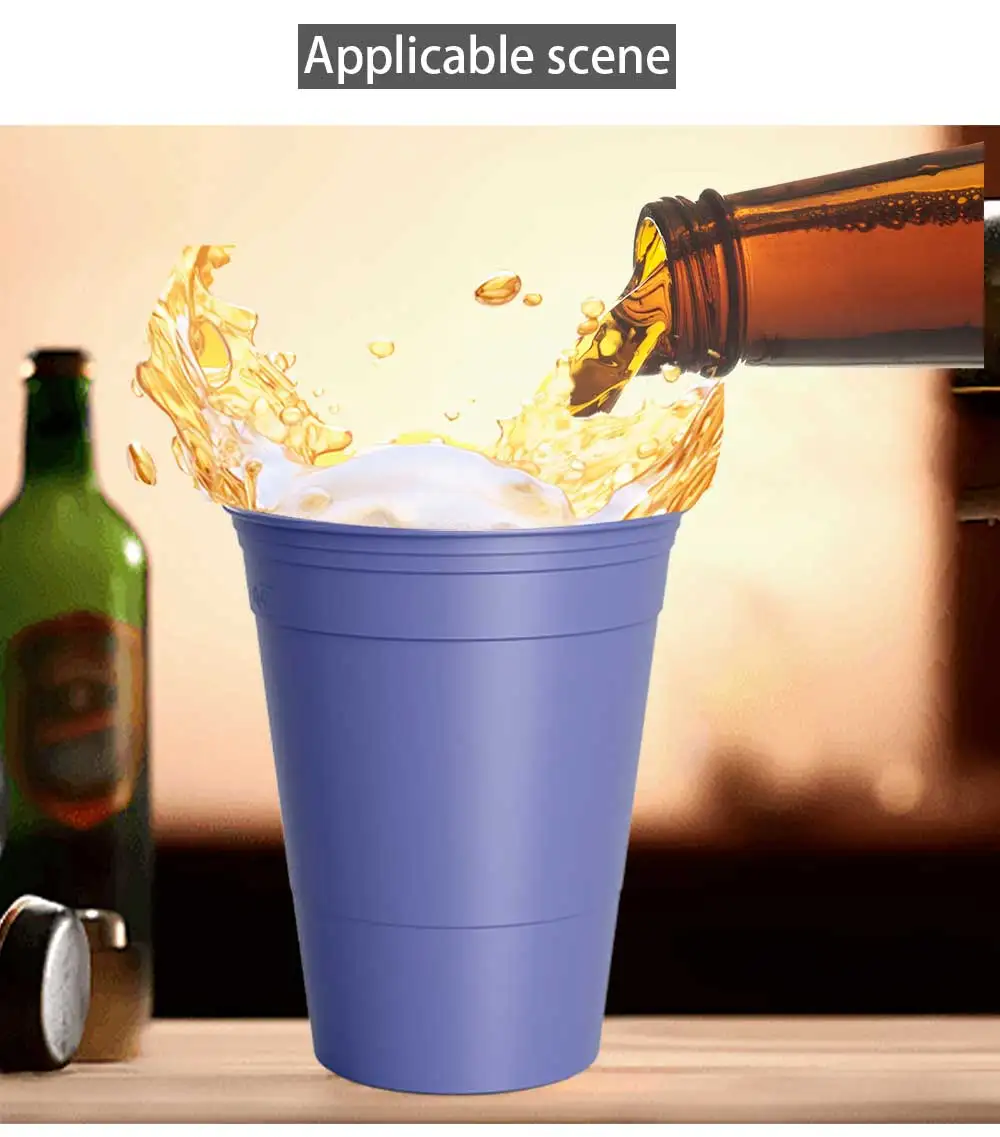 Promotional 16 oz Custom logo and color Stadium Cups Plastic Personalized wedding party event Beer pong cup