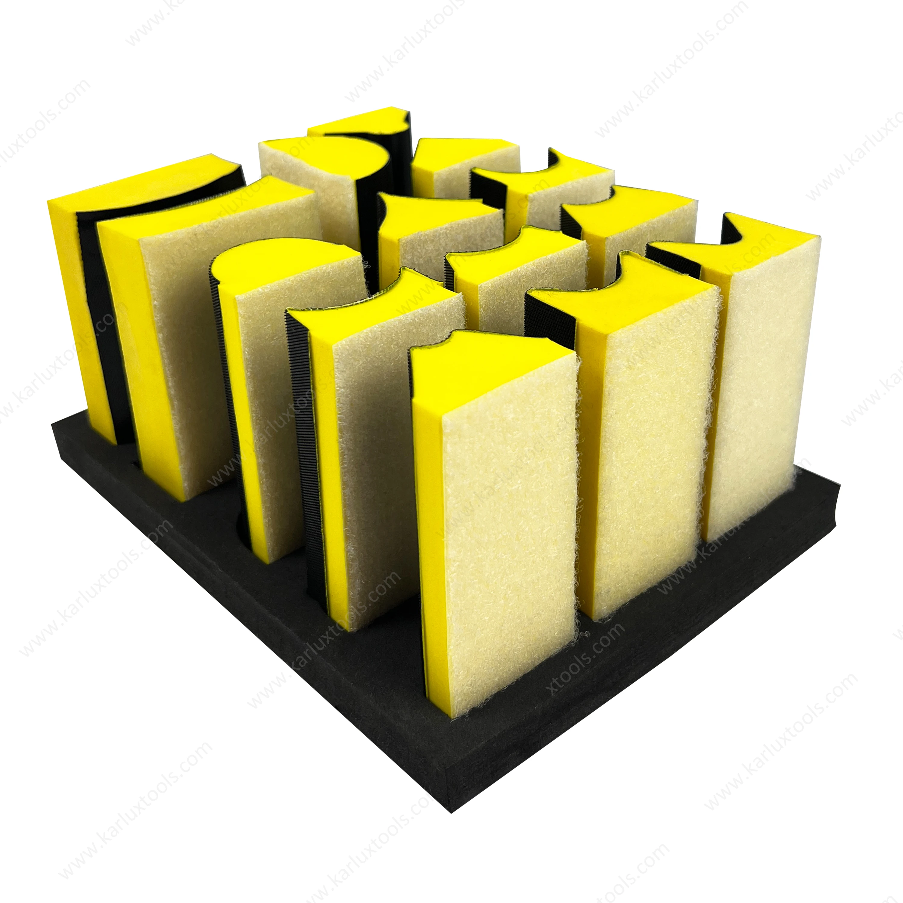 14pcs Hook and Loop Interchangeable Assorted Shapes Foam Hand Sander Block Hand Sanding Block Set for Wood Furniture Auto Paint