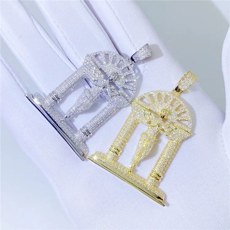 Hip hop new water drop English letter electroplated real gold full zircon personalized letter diamond custom pendant necklace fo