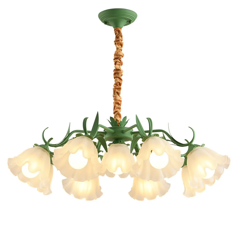 French living room Chandelier Creative internet red lily of the valley flower retro rural style American bedroom light luxury di