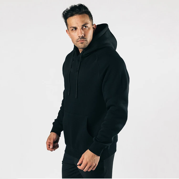 High quality cotton fleece sweater men custom 3d embossed logo oversized pocket plain hoodies sweatshirts