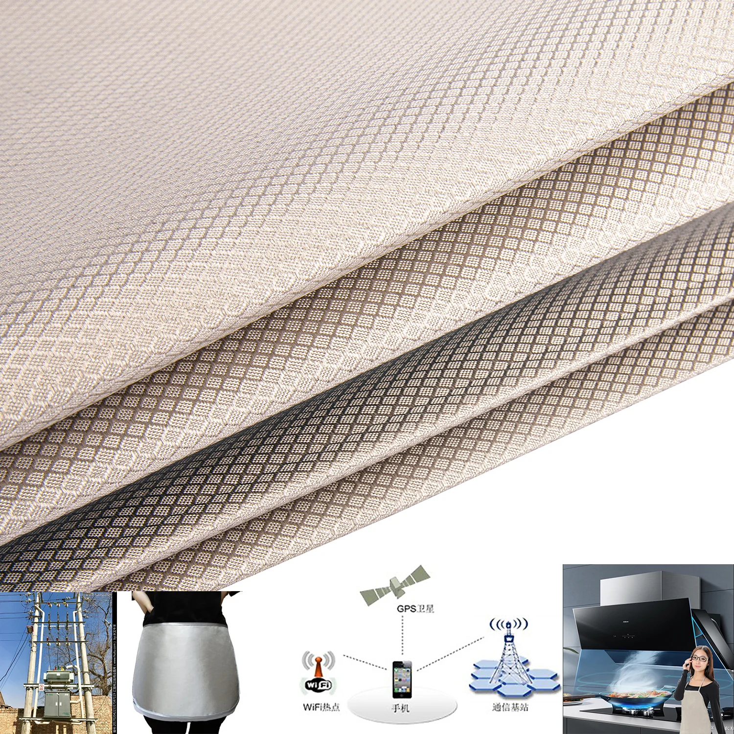 Diamond lattice  Emf Shielding Radiation Protection Signal Blocking Copper-nickel conductive Fabric