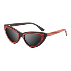 Wholesale 2020 new designer wooden glasses cat eye frame polarized ladys sunglasses