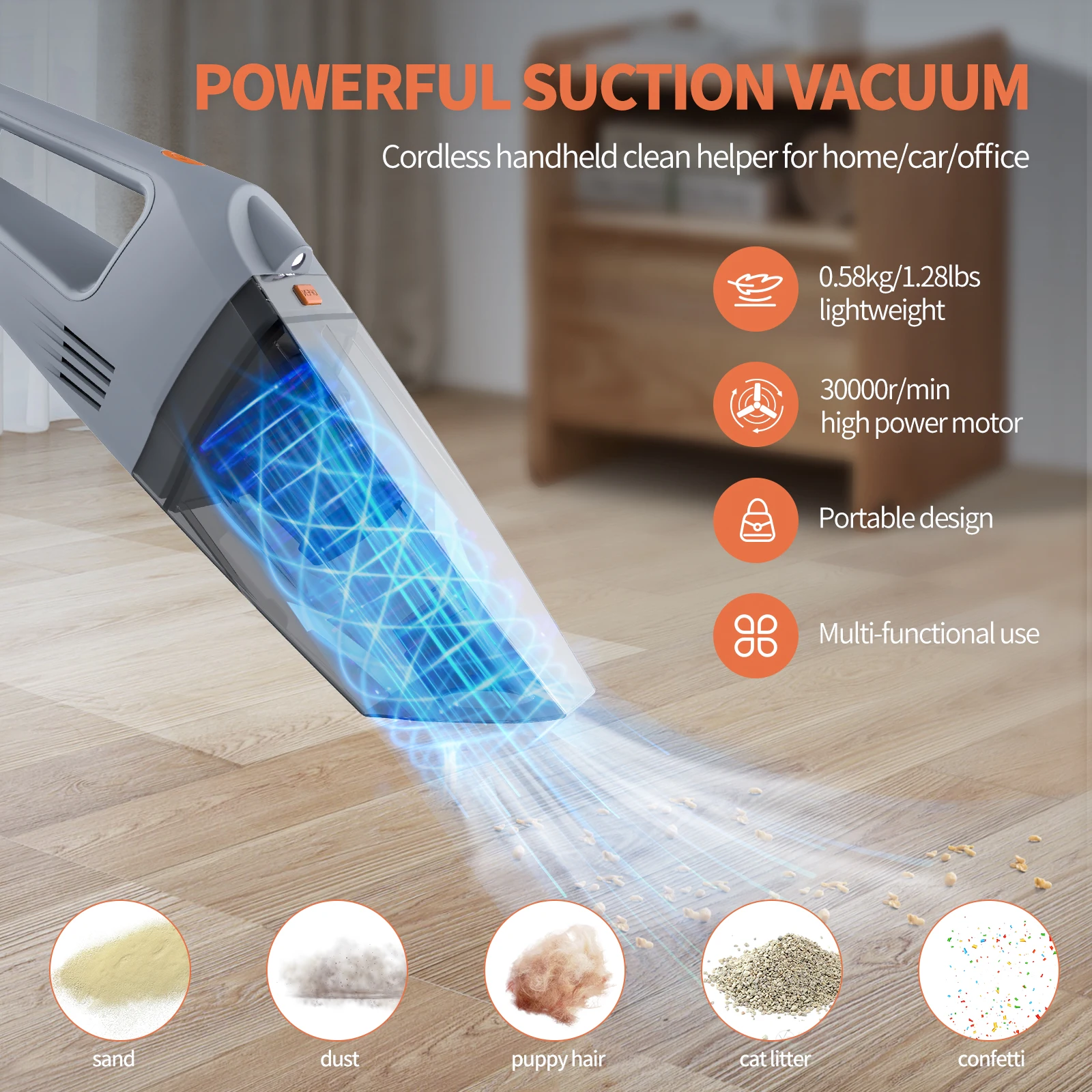 2023 NEW Cordless Handheld Vacuum Cleaner with LED Light Lightweight Rechargeable Portable Car Mini Vacuum