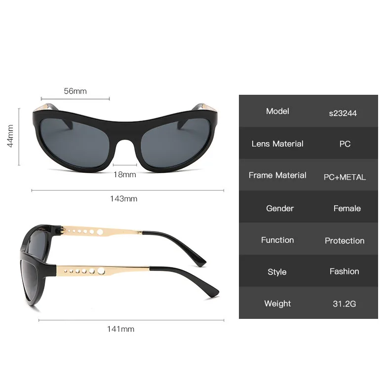 S23246 Uv400 Ladies Glasses Alien Hollow Retro Sunglasses Vintage Metal 2024 Wholesale Luxury Designer Wholesale Y2k Sunglasses