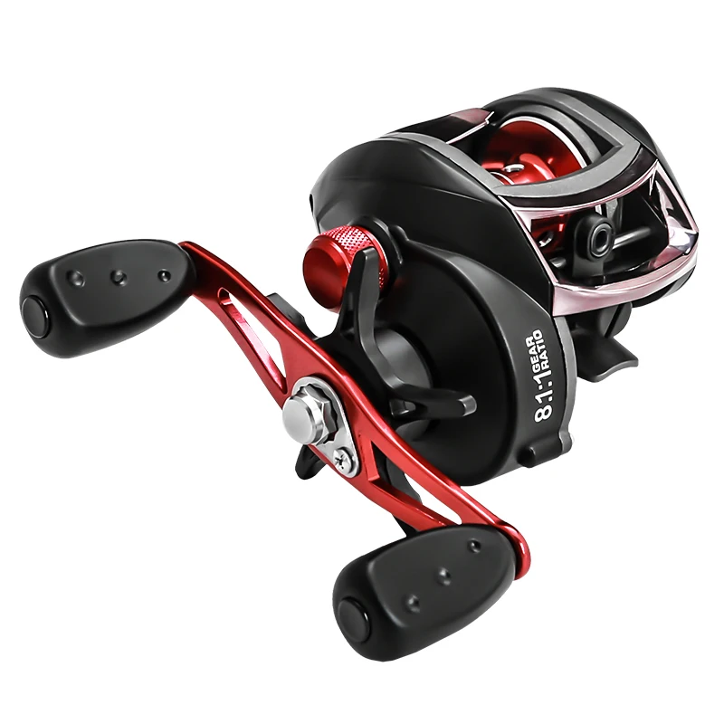 
best budget catfish baitcaster under 50 aluminum spool 8.1:1 black red LA 