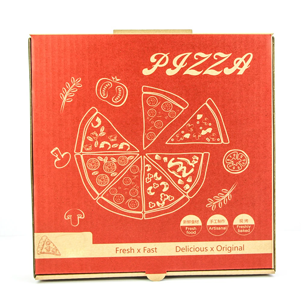 Customized Thickened Corrugated Takeaway Packaging 8 9 10 12 16 Inch Pizza Packaging Paper Box