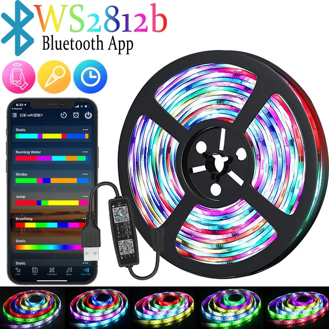 5m 10m 15m 30m 110v 220v 12v 24v decoration 5050 addressable smart led strip lights outdoor