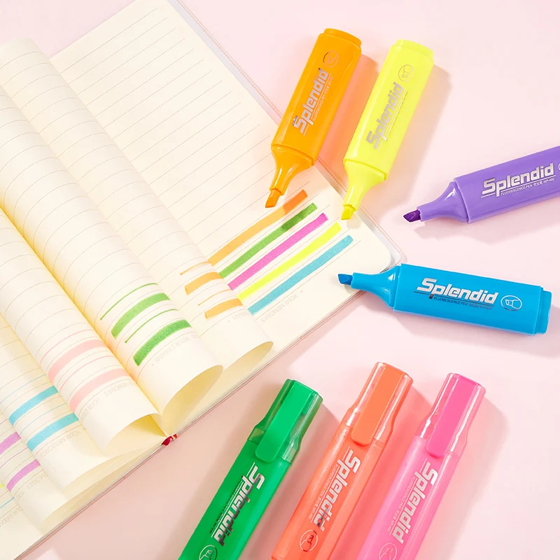 High Quality Pvc Mini Highlighters Gel Solid Highlighter Marker Painting Underlining Writing Bright Color Highlighter Pens