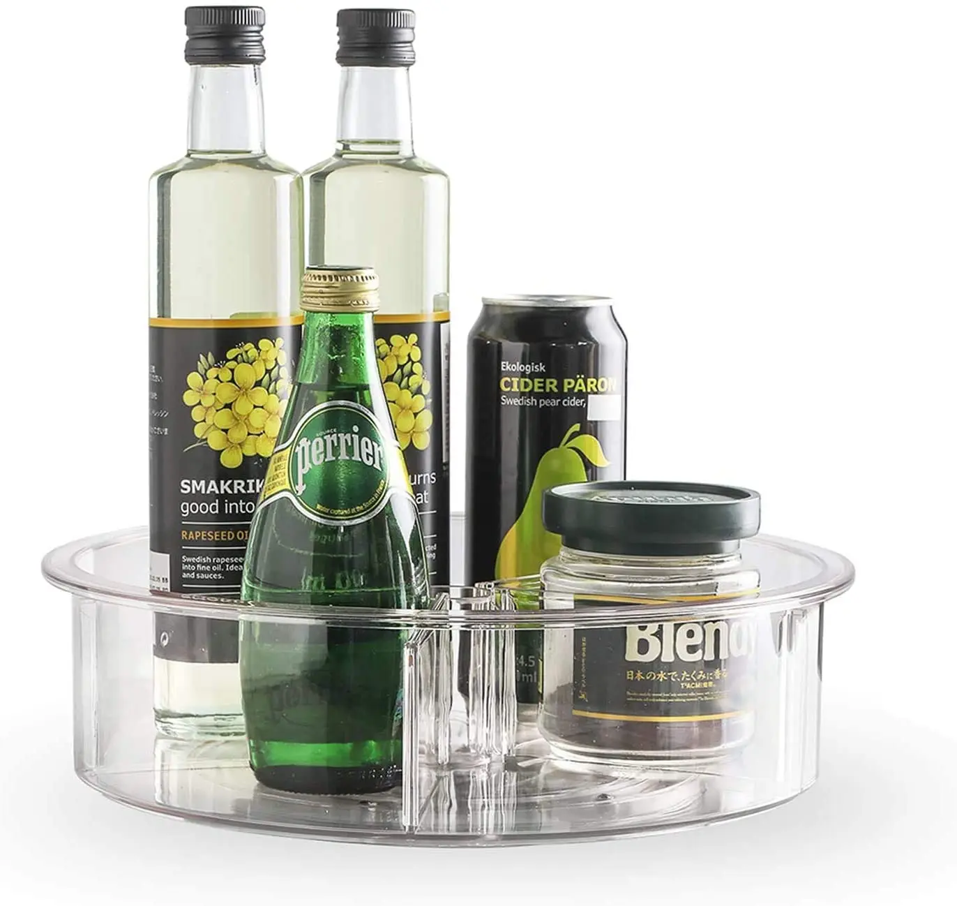 Kitchen PET Clear Round Turntable Organizer Set Fridge Plastic Rotating Storage Bins Lazy Susan Set for Cabinet