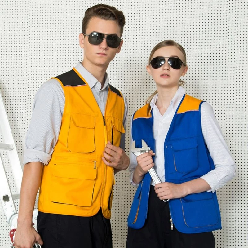 2021 Newest Designed Combination Color Multi-Pocket Vest  Work Vest  Outdoor Sports Vest