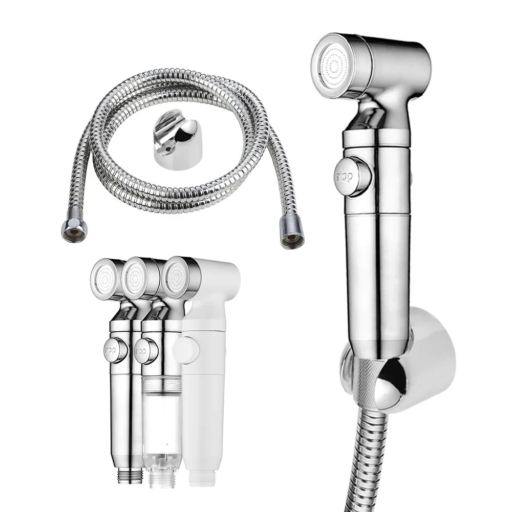 ZHUOAO wc muslim chrome plastic handheld bidet sink hose sprayer shattaf abs with PP Filter bracket for toilet 2023