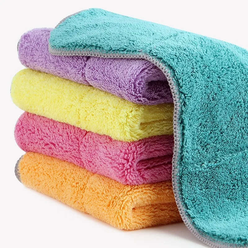 China custom logo wrapped microfiber coral fleece towel for car cleaning