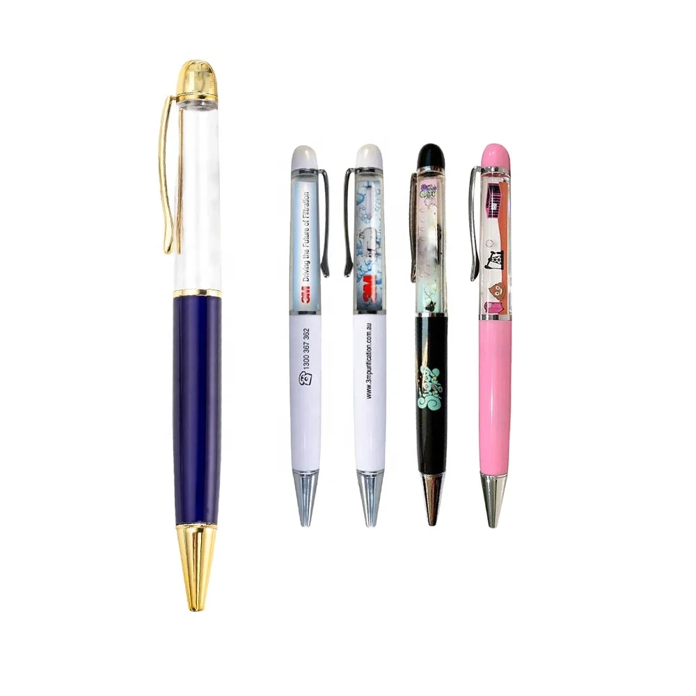 Stainless Steel Floating Pen Gift Business Promotional Metal Glitter Custom Logo Ballpoint Pen