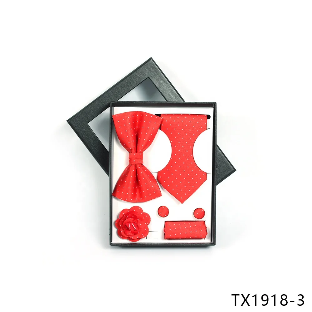 Индивидуальный мужской свадебный красный Шелковый галстук-бабочка в горошек и карманный квадратный набор