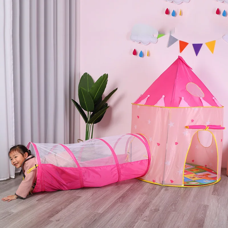 Палатка детская портативная 3 в 1, складной бассейн с шариками, вигвам, детский дом с туннелем для ползания, детская палатка