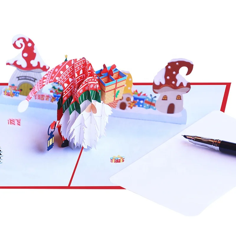 Trending Santa Claus Christmas Gnome Pop Up Card 3D Christmas Greeting Cards Gift