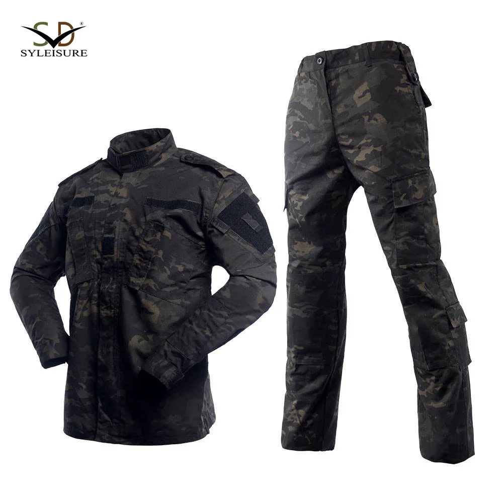 Black multicam camouflage tactical suit acu for security guard