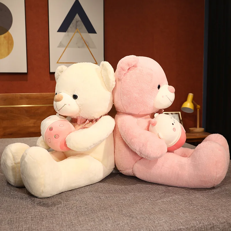 Giant Hugging Milk Tea Bubble Cup Stuffed Boba Teddy Bear Plush Toy Sleeping Doll