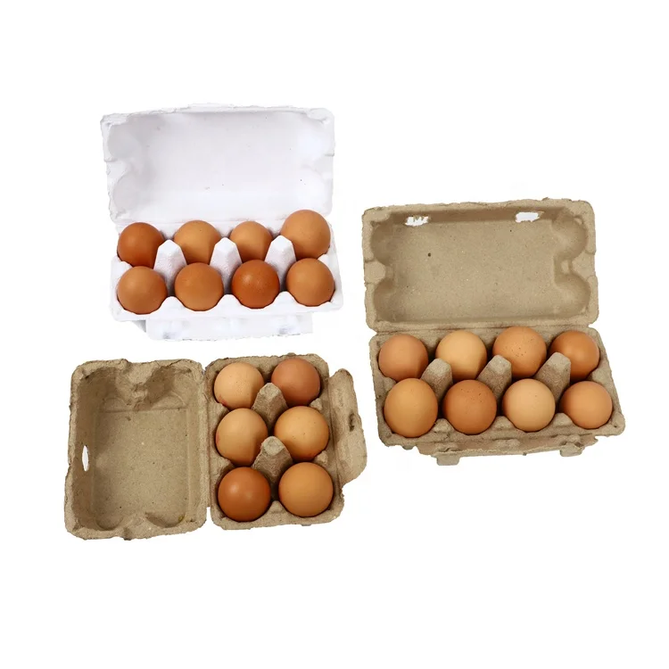 8 Holes Biodegradable Packaging Egg Tray New Styles 2/4/6/8/9/10/12/15/18/20/24/30 Holes Egg Tray With Mailer Shipping Box
