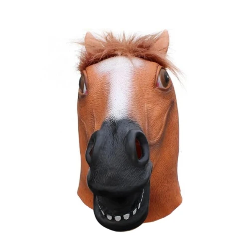 New Halloween Party Supplies Animal Horse Head Mask Head Cover Latex Mask