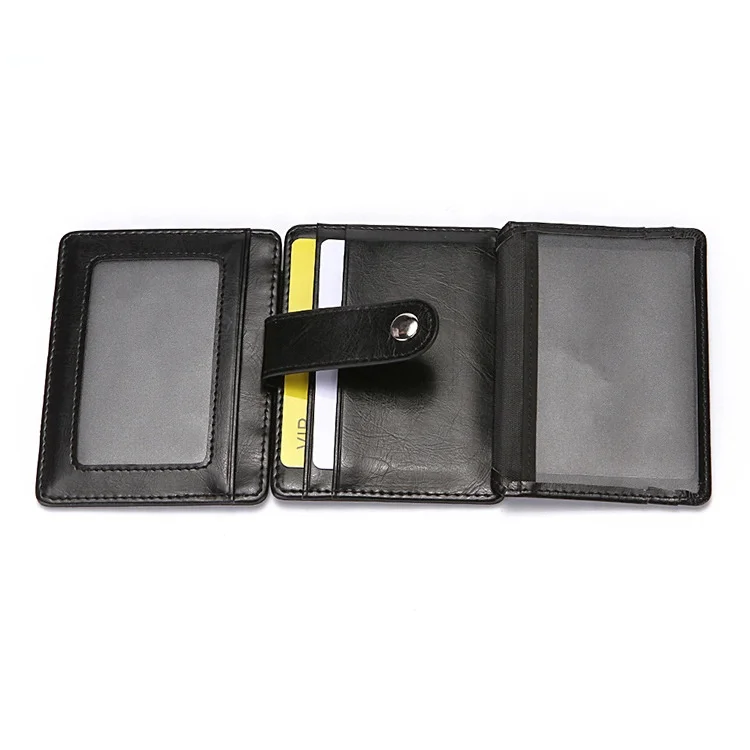 cheap leather magic wallet with button for men