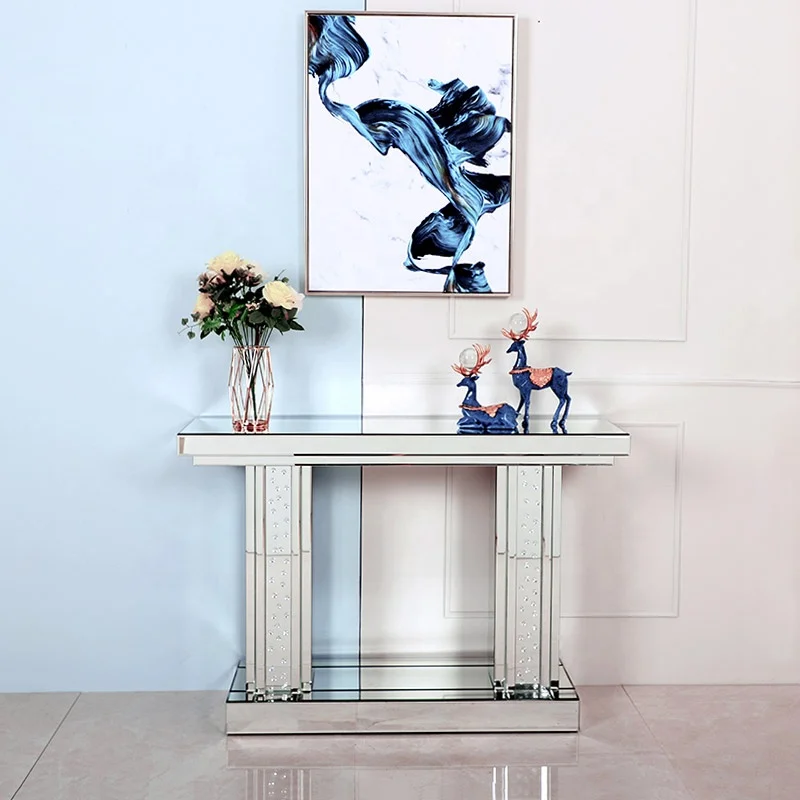 Входной стол в европейском стиле с серебряным зеркалом