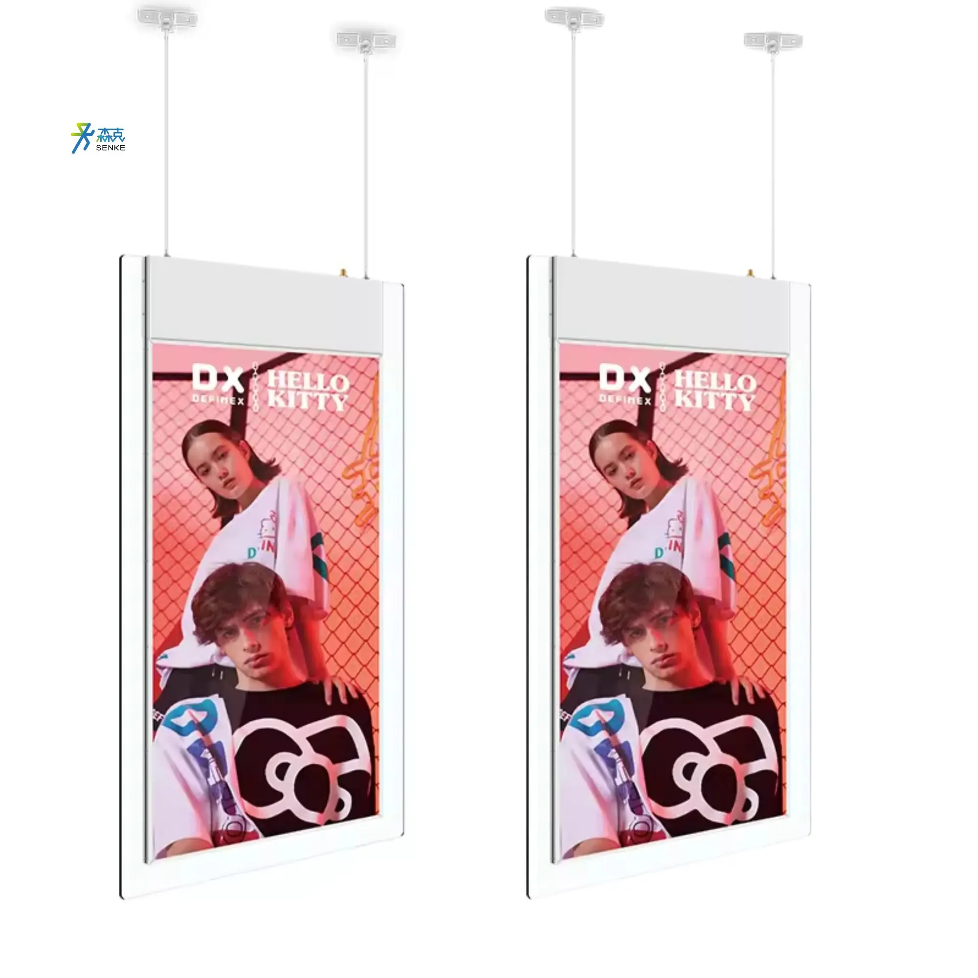 55 inch Dual Sided Ceiling Shop Window Facing Display LCD Advertising Screen Hanging Double Side Digital Signage
