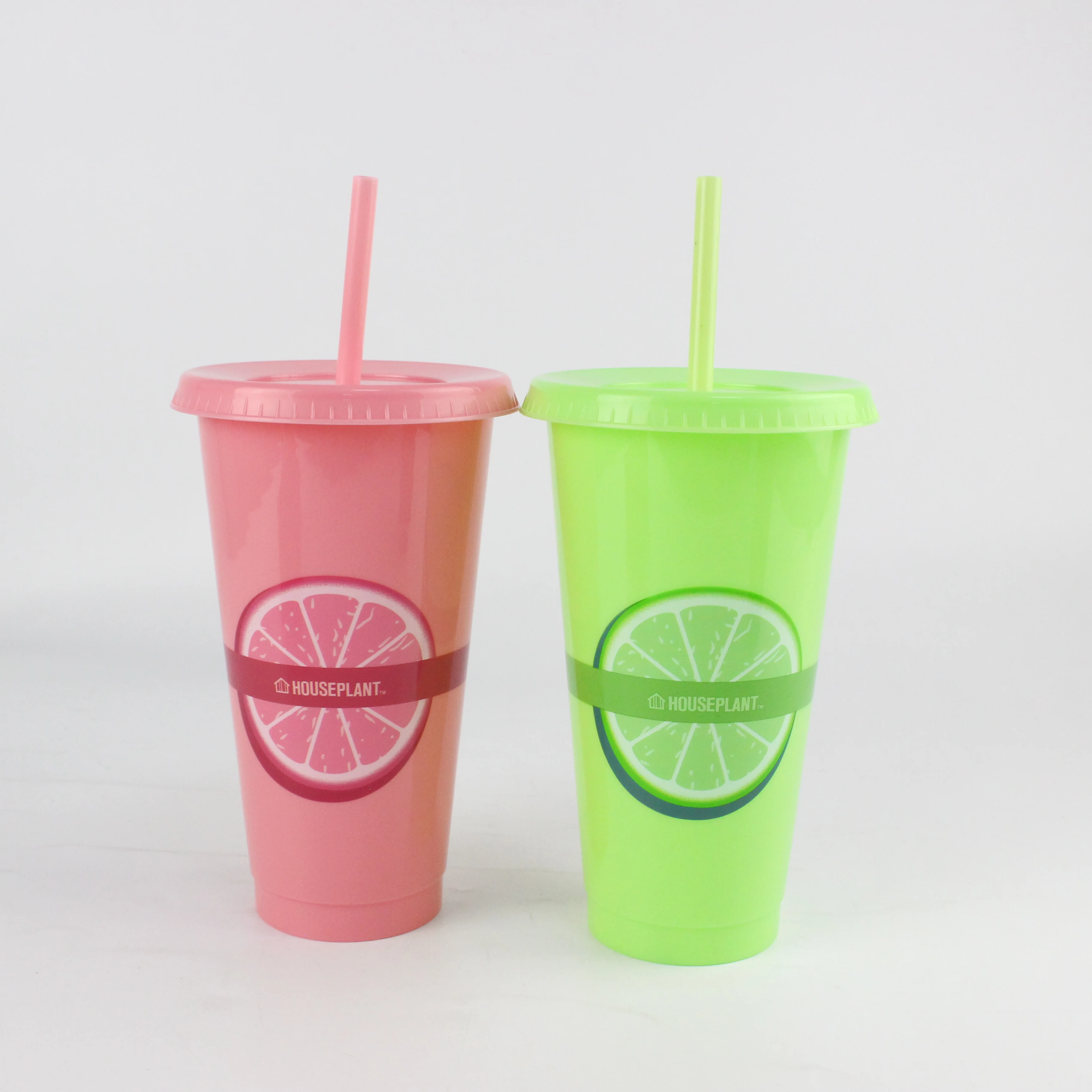 Reusable Plastic Cups with Straws & Lids:16oz Cold Iced Coffee Drinking Cup Straw Tumblers Travel Party Glitter Cups for Kids