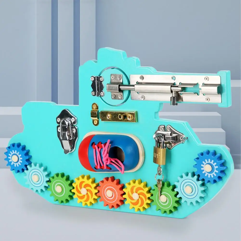 Kids Unlocking Cartoon Shape Toys Lock Busyboard kids play toys sensory wooden activity busy board