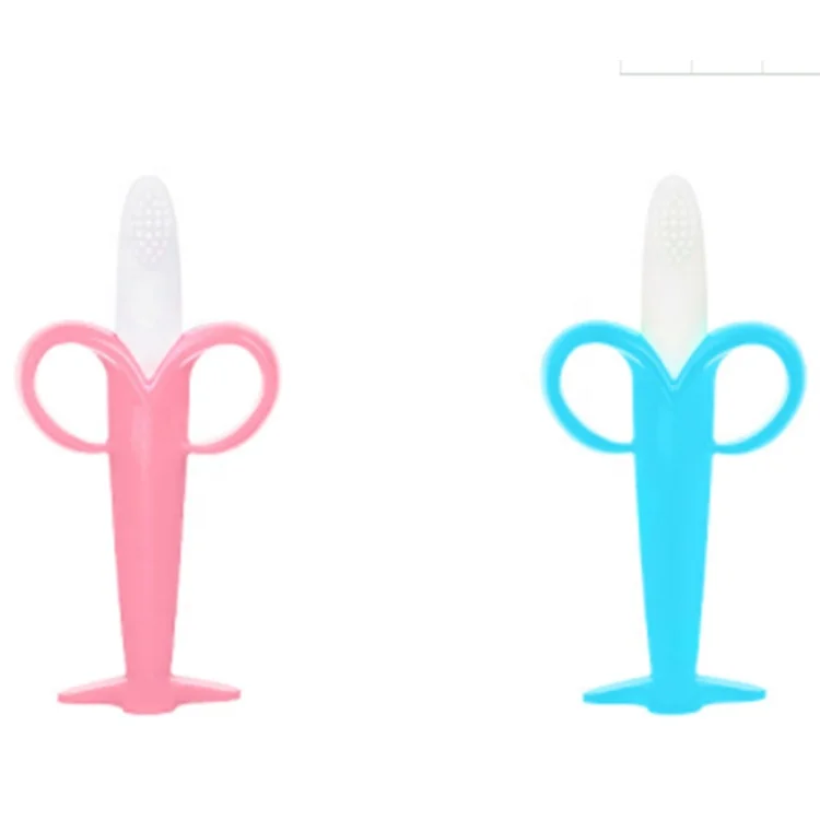
Hot sale baby teether silicone baby infant training toothbrush silicone banana toothbrush 