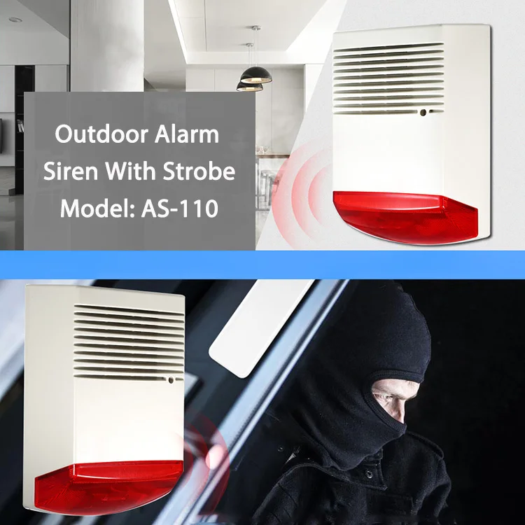 150db Outdoor High Sounder Waterproof Siren With Strobe 12 Volt External Warning Siren Electronic Exterior Security Alarm Siren