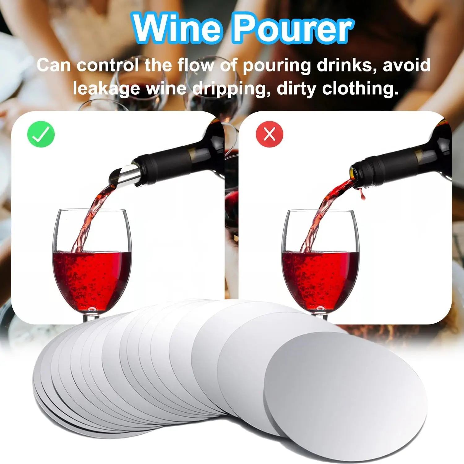Great Wine Drop Stopping Pour Spout Disks Aluminum Wine Drip Stop Discs Wine Foil Pourer