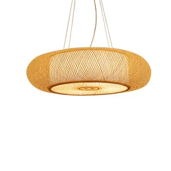 Современная плетеная бамбуковая Подвесная лампа ручной работы из ротанга