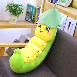 Silkworm plush toy custom small pillow cushion lotus leaf worm doll wholesale plush gift