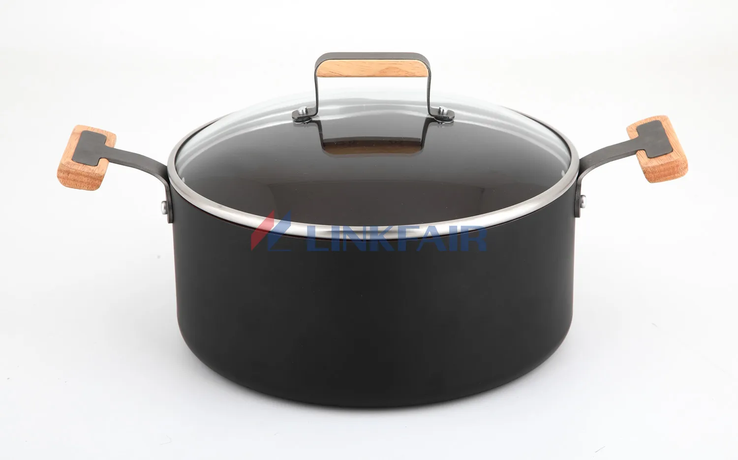 Linkfair 7-Piece Non Stick Aluminum Cookware set red saucepan/dutch oven/saute pan/frypan for wholesale