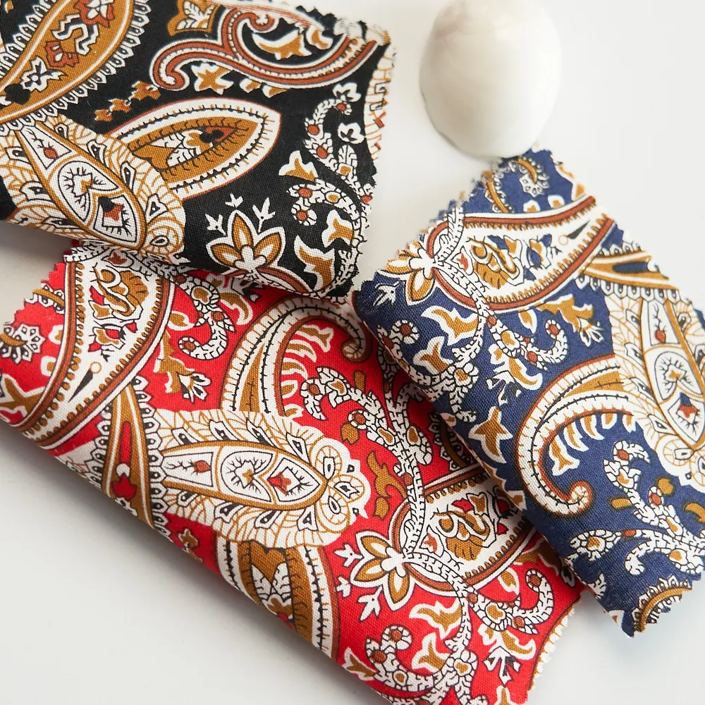 Hot selling paisley printed woven cotton poplin fabric for shirt with cheap price