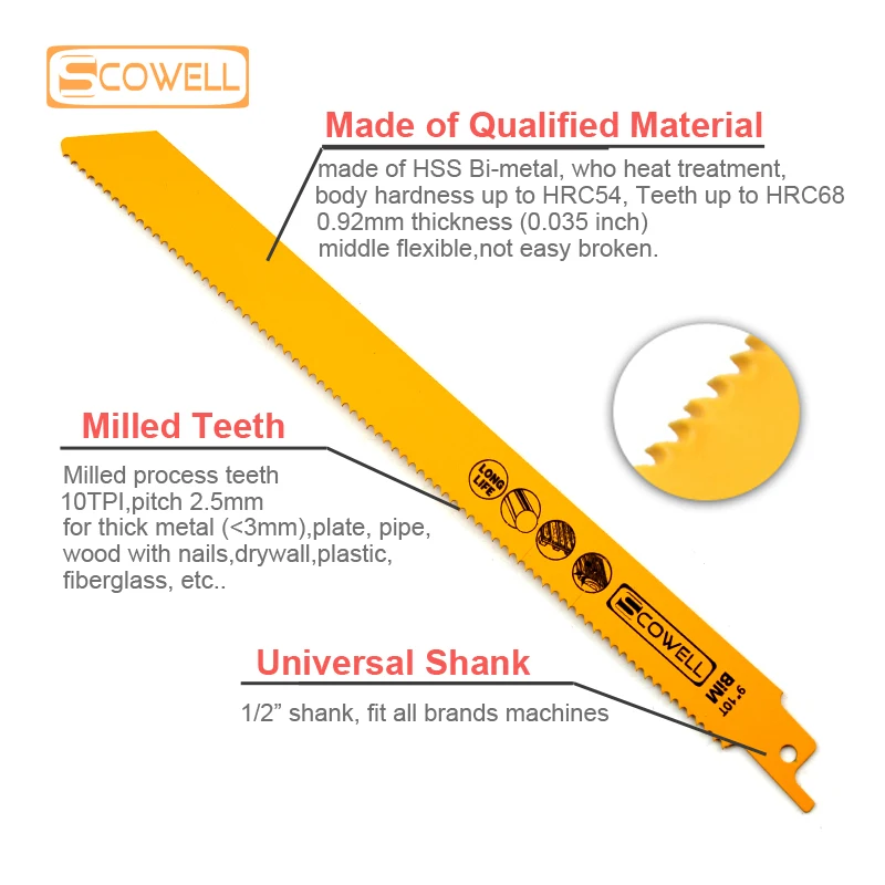 9 inch Bimetal Demolition Reciprocation Saw Blades (Sabre Saw Blade) 10TPI For Cutting Hard Wood Pallet With Nails ONLY $1.80/pc
