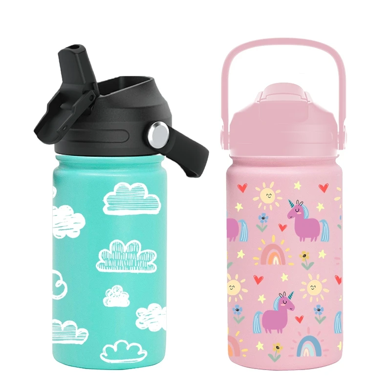 14oz BPA-FREE Kids Travel Tumbler Double Wall Vacuum Leak Proof Carton Kids Cup with Straw Kids Insulated Water Bottle