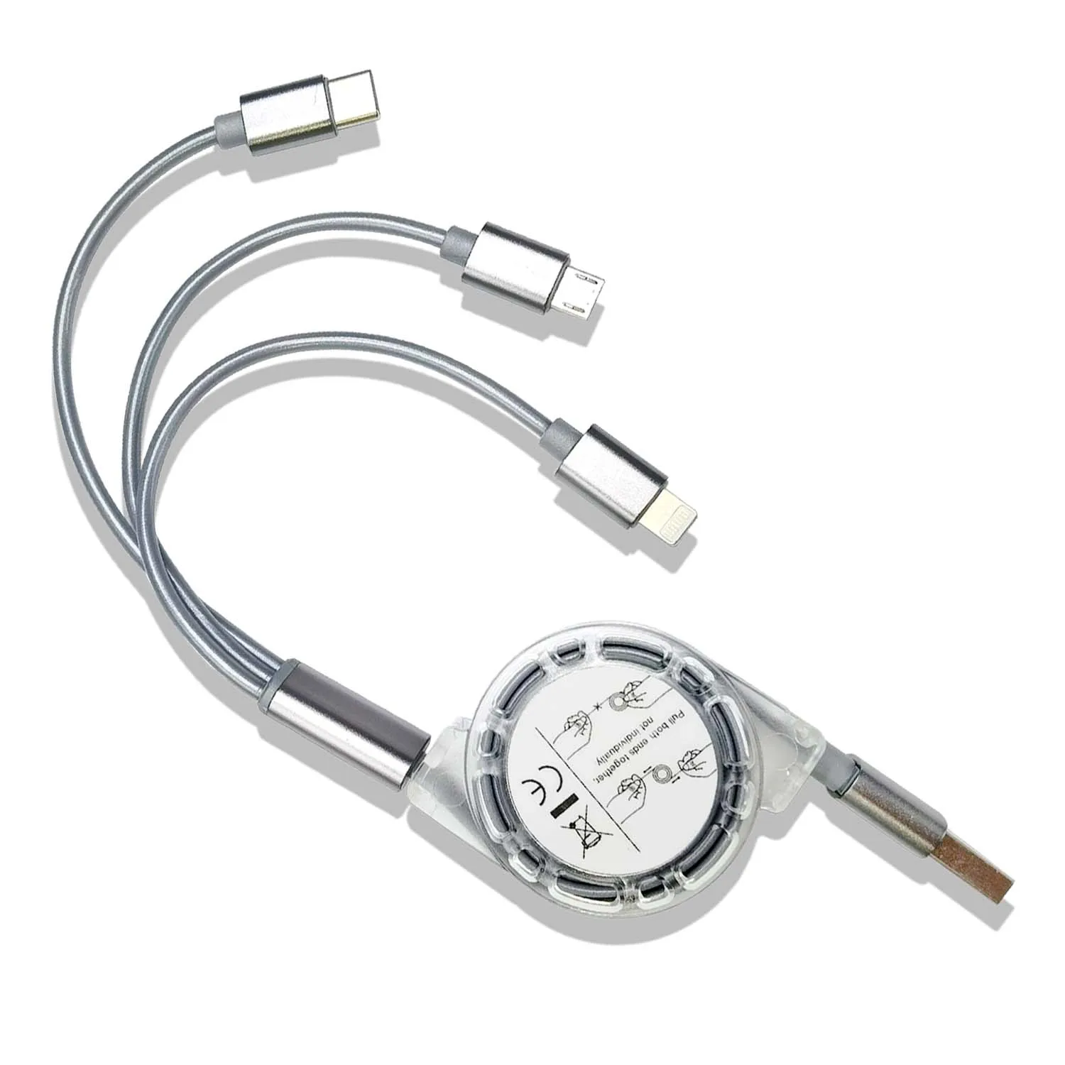 High Quality  3 in 1 Multi-function USB Retractable Mobile Phone Charger Cable Charging Cable For Android iPhone Type-C Customis