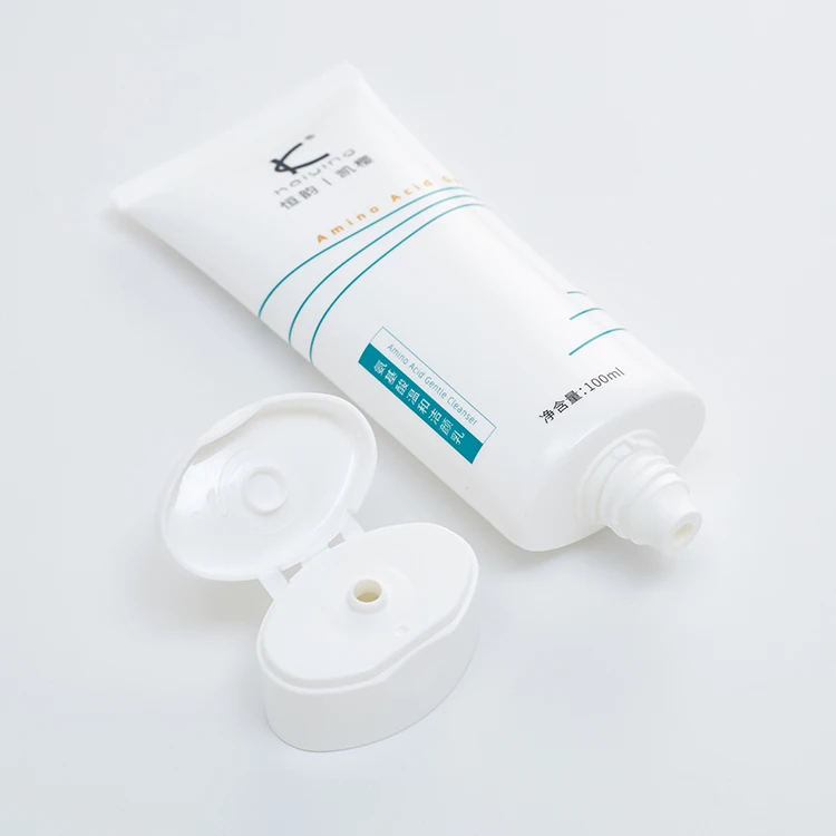 Empty PE Face Wash Cosmetics Packaging Oval Facial Cleanser Tube Container With Flip-Top-Cap
