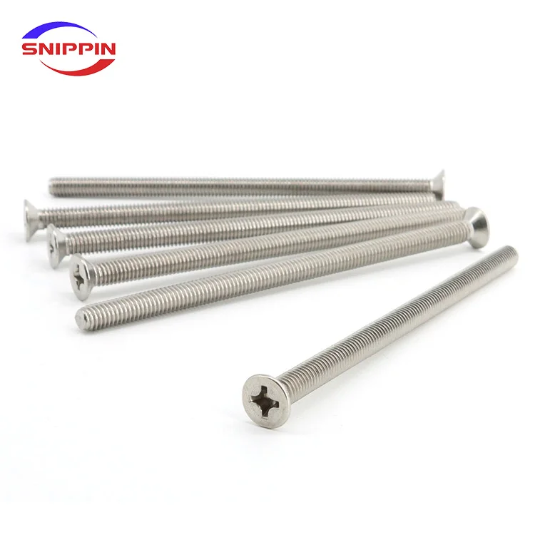 M2 M2.5 M3 M4 M5 M6 304 Stainless Steel Lengthened Cross Phillips Flat Countersink Head Screw Bolts L=90-200mm Extra Long Screw
