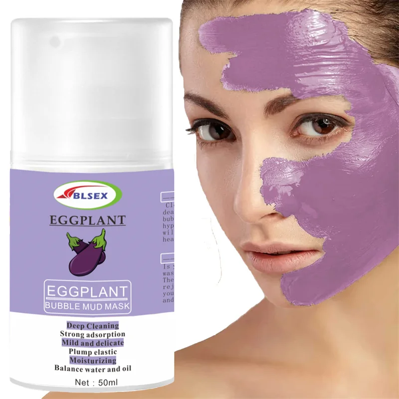 Customize Wholesale Eggplant Bubble Mud Mask 50ml Natural Skin Care  Eggplant Mud Mask Sleeping Mask   Deep Cleansing Bubble