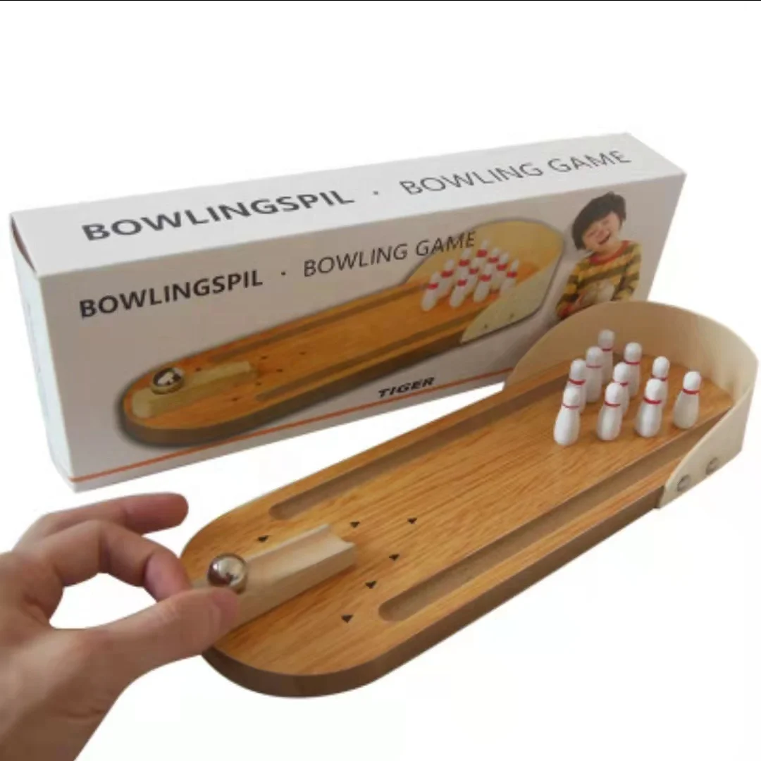 Настольная игра для боулинга, деревянная настольная мини-игра для боулинга с 10 штырьками, стратегическая игра для взрослых и детей