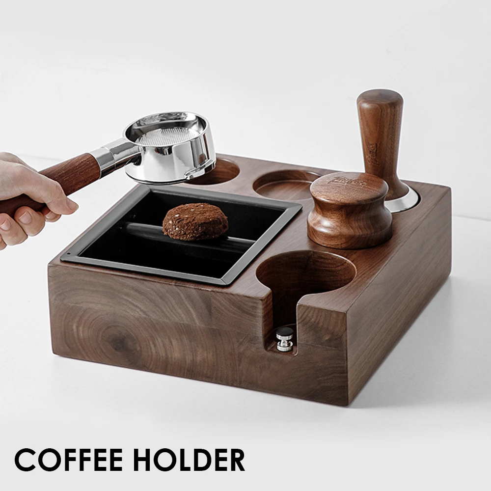 3 in 1 Wooden Knock Box Wood Coffee Espresso Filter Tamper Holder