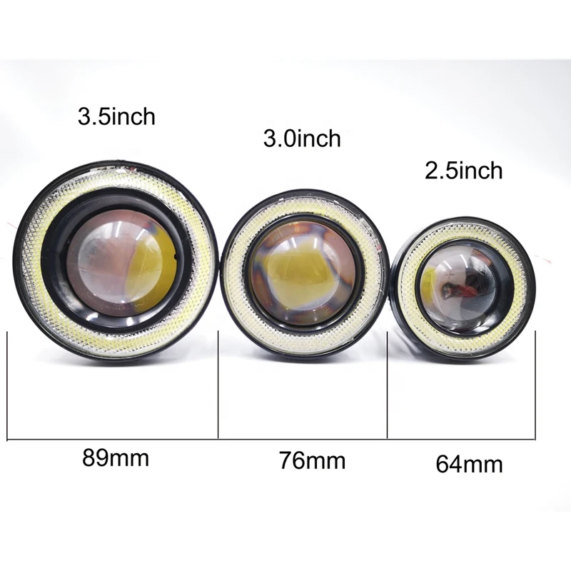HAIZG Hot sell super bright Halo angel eye Ring COB Led Fog Headlights High Power 2.5/3/3.5 inch good quality Car led fog light
