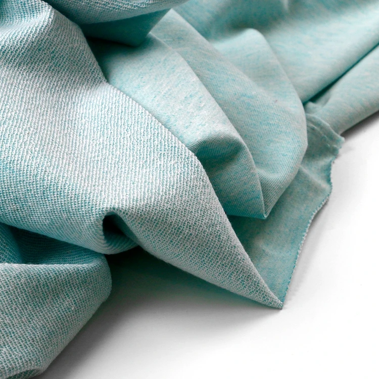 
cvc yarn-dyed french terry knit fabric Functional fabric moisture melange 68%cotton 26% polyester 6% spandex terry knit fabric 