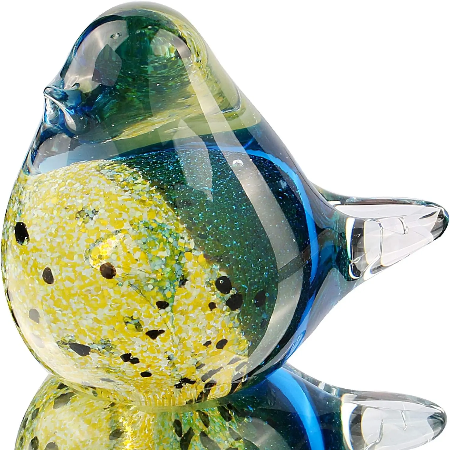 Art Glass Crystal Bird Figurine Handmade Blown Glass Paper Wight Decorative Accents Knick-Knacks