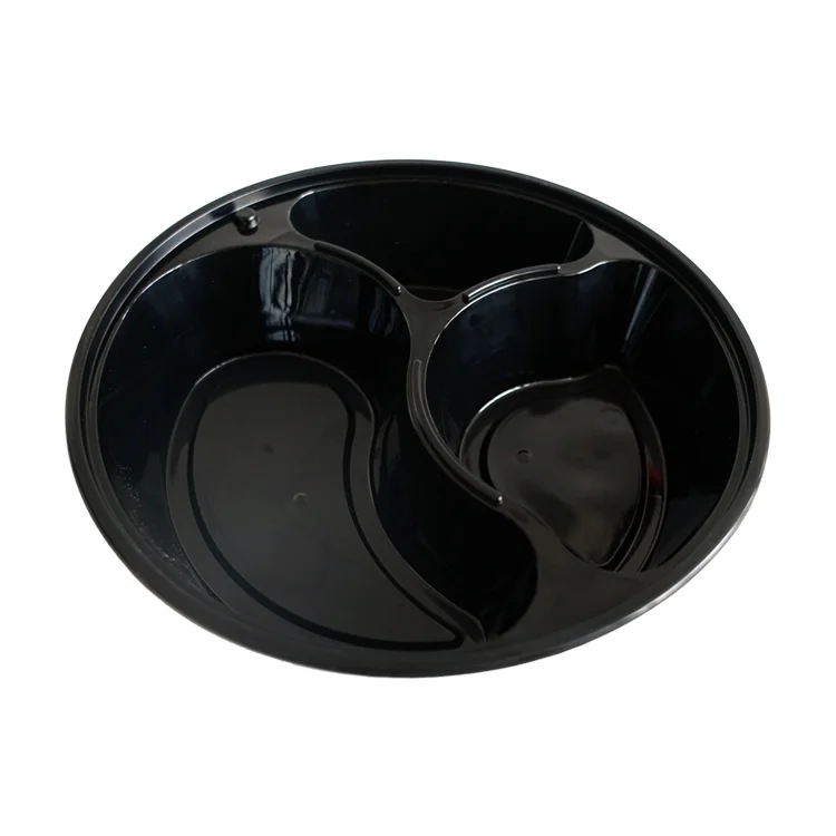 Custom restaurant to go containers food disposable round black disposable food container take out leakproof food containers